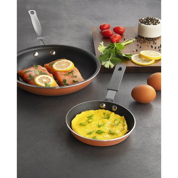 Gotham steel copper cast textured 2 piece cast cookware set non-stick 9.5 & 5.5 - Picture 2 of 2